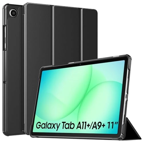 TiMOVO Coque pour Samsung Galaxy Tab A11+ Plus/A9+ Plus 11 Pouces (2025/2023), Coque de Protection Arrière Rigide Fine et Légère avec Support, Réveil/Veille Automatique, Noir