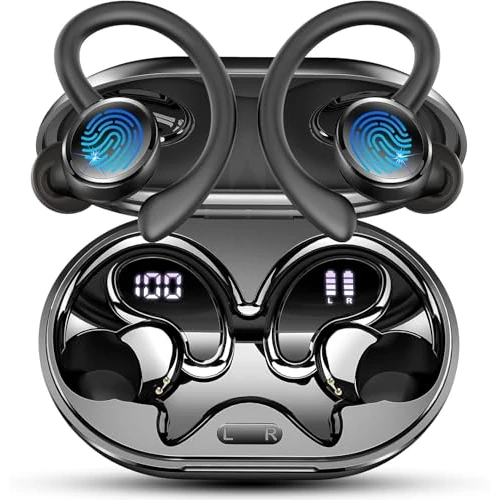 Offerta a tempo: Cuffie Bluetooth 5.4 Sport, Auricolari Bluetooth con 6D Bass Stereo, 50 Ore Cuffie Wireless In Ear Cancellazione Rumore ENC e 4 HD Mics, IP7 Impermeabile Cuffie Senza Fili, HiFi Cuffiette LED Display - 68% da 79.99 € a 25.99 €
