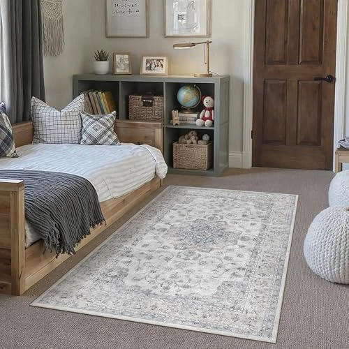 Offerta a tempo: PureCozy Tappeto Salotto 120x170cm Vintage Tappeti, Blu - 39% da 59.99 € a 36.47 €