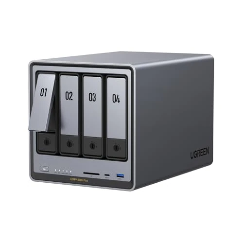 Offerta a tempo: UGREEN NASync DXP4800 Pro NAS Desktop a 4 vani, CPU Intel i3-1315U a 6 core, 8GB RAM DDR5, SSD da 128GB, 10GbE & 2,5GbE porta, 2 slot M.2 NVMe, uscita HDMI 4K (senza dischi inclusi) - 20% da 799.99 € a 639.99 €