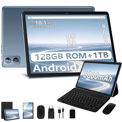 Offerta a tempo: Dghrti Tablet Android, 22GB RAM+ 128GB ROM (Expandable 1TB TF), 8000mAh, Widevine L1, BT5.0, 8+5MP Tableta with Mouse - Gray - 69% da 279.99 € a 85.99 €