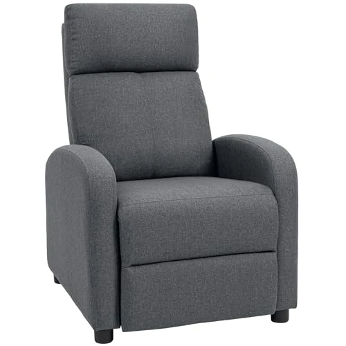 Offerta a tempo: HOMCOM Poltrona Relax Imbottita con Schienale Reclinabile 135° e Poggiapiedi Estraibile in Lino, 69x87x100.5 cm, Grigio - 8% da 159.95 € a 147.19 €