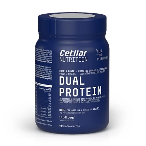 Offerta a tempo: Dual Protein, Integratore con due fonti proteiche del siero del latte (isolate e idrolizzate), con Minerali Sucrosomiali®, Crescita e Mantenimento della massa Muscolare, Gusto cacao, Cetilar Nutrition - 21% da 63.00 € a 49.90 €