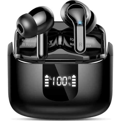 Bluetooth Headphones, 50 Hours 3D Stereo Headphones Wireless Bluetooth 5.4, Deep Bass Wireless Earbud, 4 ENC Noise Cancelling Mic, 3 g USB-C In-Ear Earphones, IP-X7 Waterproof Headphone Gym Running