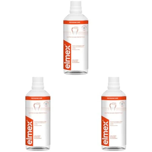 elmex Collutorio Protezione Carie 400 ml I Con Fluoruro Amminico I Doppio scudo protettivo I Rinfresca l´alito I Remineralizza lo Smalto I 0% Alcohol (Confezione da 3)