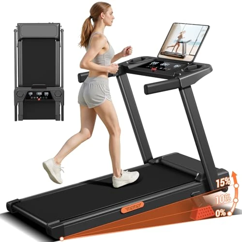 UMAY Tapirulan Electric Treadmill Space Saving 15% Incline 12 km/h Folding Treadmill with 3.0 HP Motor and LED Display Maximum Load 136 kg