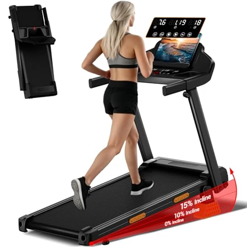 Offerta a tempo: LONTEK Tapis Roulant Salvaspazio con Inclinazione 15%, Tapis Roulant Elettrico 12KM/H, Tapirulan Pieghevole da Casa con Motore da 3.0 HP e Display LED, Carico Massimo 136KG - 23% da 259.99 € a 199.99 €