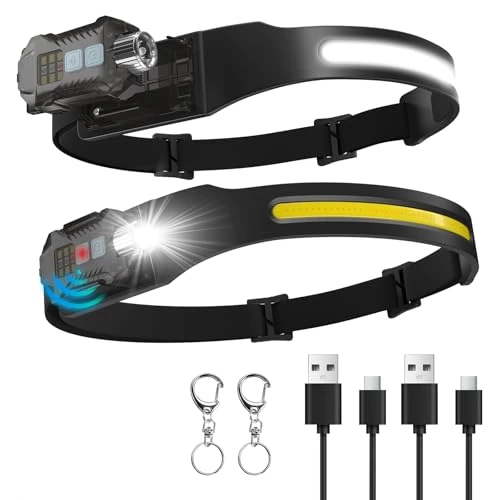 Offerta a tempo: Sogdeco Lampada Frontale a LED Ricaricabile, Lampada da Testa 400 Lumen 230° Grandangolare Sensore Lampada Frontale Rimovibile 9 Modalità di Illuminazione Leggera IPX65 Impermeabile per Escursionismo - 44% da 17.99 € a 9.99 €