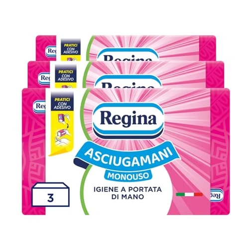 Regina Asciugamani Monouso – 3 Confezioni da 100 Servizi ognuna, Asciugamani Usa e Getta Pratici ed Igienici, 100% Cellulosa FSC, Biodegradabili, Confezione Dispenser