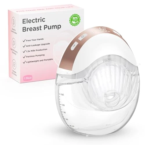 Tire Lait Electrique Main Libre, Portable et Discret, Sans BPA, 3 Modes & 12 Intensités, Anti-Fuite, Téterelle 17/19/21/24 mm, 1 unité