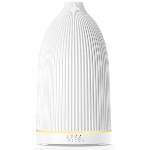 SALKING Difusor Aceites Esenciales 100ml, Humidificador Aceites Esenciales Ultrasónico 8 LED, Difusor de Aromas Sin BPA, para Hogar y Oficina, Blanco