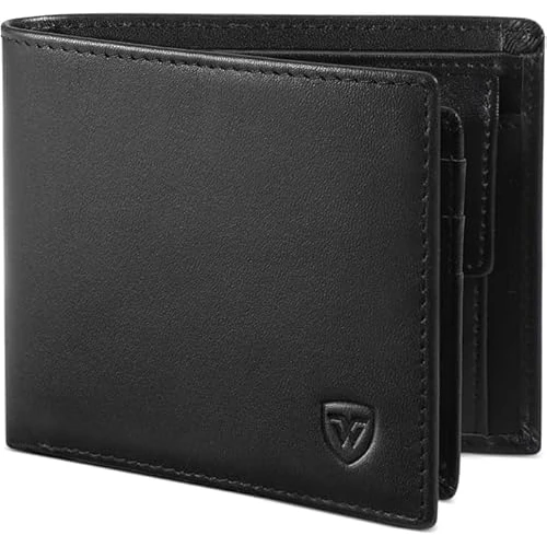 Generisch Geldbörse Herren Leder Geldbeutel Männer Klein mit RFID Schutz, 10 Portmonee Kreditkartenetui, 2 Banknotenfächern, Großes Münzfach, Portmonee Leder mit Schlüsselhalter Inklusive Geschenkbox
