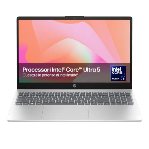 Offerta a tempo: HP Laptop 15-fd1005sl, PC Portatile 15", Display FHD, Notebook, (Intel Core Ultra 5 125H, RAM 16GB, SSD 512GB, Windows 11), Computer Portatile, Uso quotidiano, Tastiera Italiana, QWERTY, Argento - 16% da 592.37 € a 499.99 €