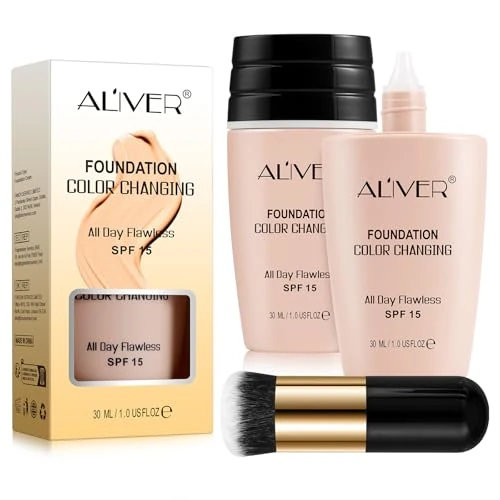 Tijdelijke aanbieding: Aliver Foundation 4K make-up foundation voor onberispelijke teint, gemiddelde dekking met second-skin-effect, inclusief premium make-upkwast, voor alle huidtypes, professionele formule van 7.99 € naar 7.99 € (0.00% korting)