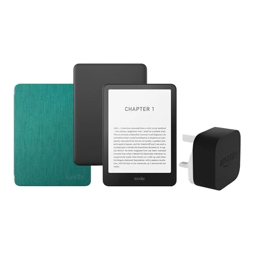 Kindle Paperwhite (2024 Release) 16 GB avec publicités Avec étui jade transparent et adaptateur 9W