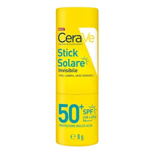 Offerta a tempo: CeraVe Stick Solare Invisibile SPF50+, Per Aree Sensibili, Labbra e Contorno Occhi, Per Tutti i Tipi di Pelle, Adatto Come Base Per il Trucco, Ipoallergenico, Con 3 Ceramidi Essenziali, 8g - 49% da 16.20 € a 8.34 €