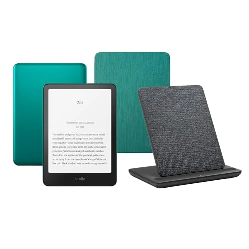 Kindle Paperwhite Signature Edition (2024 Release) 32 GB Sin publicidad Con funda trasparente jade y base de carga inalámbrica