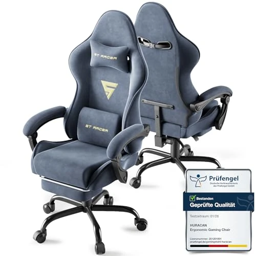 Oferta limitada: Huracan Silla de Gaming ergonómica, Silla Gamer con cojín Lumbar de Masaje, Respaldo Ajustable con reposapiés y reposacabezas, Ajustable en Altura, Capacidad de Carga de 130 kg, Gris de 110.69 € a 110.69 € (ahorro 0.00%)