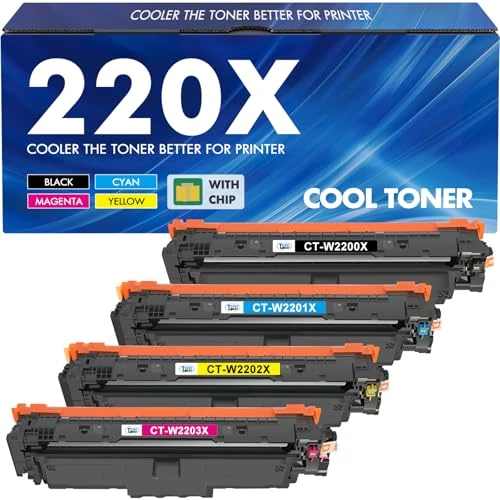 220X 220A Toner Compatibile per HP 220X Toner Color Laserjet Pro MFP 4302dw 4302fdw 4202dw 4202dn 4302fdn Nero Ciano Giallo Magenta, W2200X W2201X W2202X W2203X Con Chip 4PK