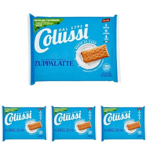 Colussi biscotti secchi Zuppalatte - Farina 100% italiana - Latte fresco e olio di girasole italiani - Gusto delicato - Buoni da inzuppare - Confezione riciclabile da 500 g (Confezione da 4)