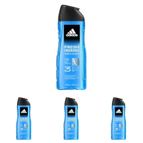 adidas, Fresh Endurance Gel Doccia Bagnoschiuma 3 in 1 per Corpo, Capelli e Viso, Formula Vegana, 250ml (Confezione da 4)