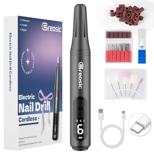 Oferta limitada: Breosic Torno para Uñas Profesional 35000 RPM-Torno para Uñas 12 en 1 con Lima Eléctrica Uñas Nail Drill,Brocas,Kit/Set Manicura y Pedicura,Carga USB-C 9 Velocidades para Salón DIY Gel/Acrílicas de 22.99 € a 22.99 € (ahorro 0.00%)