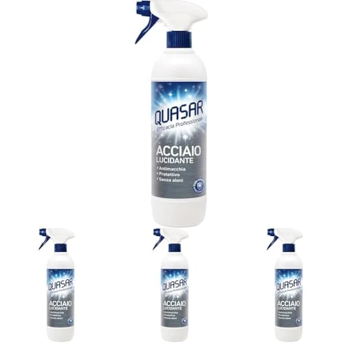 Offerta a tempo: Quasar - Acciaio Lucidante - Antimacchia, Protettivo e Senza Aloni - 680 ml (Confezione da 4) - 35% da 14.36 € a 9.32 €