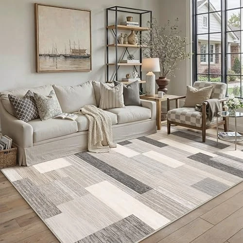 Offerta a tempo: PureCozy Tappeto Salotto 160x230cm Beige Moderno Tappeti Lavabile in Lavatrice Antiscivolo Grande Carpet Cameretta Scendiletto Camera da Letto Ufficio Pelo Corto Morbido Rug Geometrico Carpets - 41% da 79.99 € a 47.11 €
