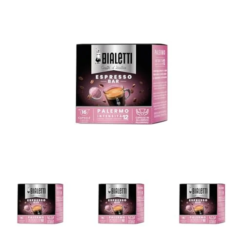 Offerta a tempo: Bialetti Caffè d'Italia, Box 16 Capsule, Palermo, Intensità 12, Compatibili con Macchine Bialetti sistema chiuso, 100% Alluminio (Confezione da 4) - 25% da 31.96 € a 23.96 €