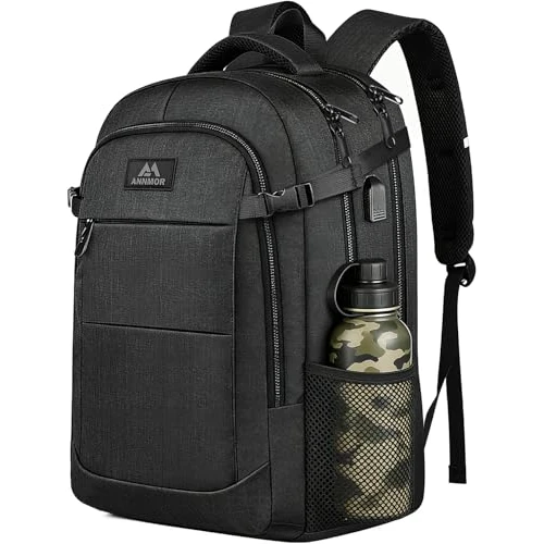ANNMOR Zaino Porta PC, 15-17,3" PC per Zaino Uomo, Zaino da Viaggio e Scuola con Porta USB, Compagno Versatile per Adolescenti, Studenti e Lavoratori