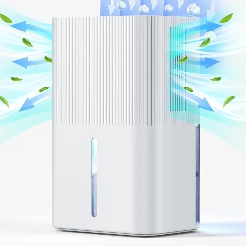 Déshumidificateurs électriques 2,7 L pour la maison, déshumidificateur pour chambre, silencieux et à commandes tactiles, déshumidificateur pour salle de bain (blanc1100 ml/24 h)