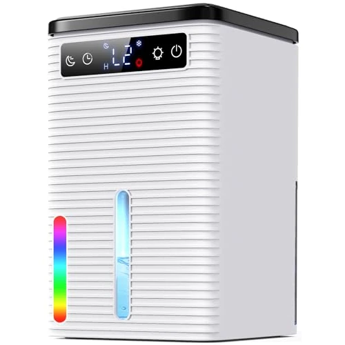2.5L Air Dehumidifier, Quiet Operation, 2-12H Timer, Auto Shut Off, Seven Light Colors, Dehumidification Unit Suitable for Bedrooms and Bathrooms (750ML/24H)