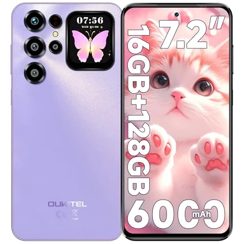 Offre limitee: OUKITEL C68 Plus Telephone Portable Pas Cher 7.2"HD+/120Hz & 1.81" Arrière Écran,16 Smartphone Pas Cher (4+12)GO+128GO/1TO, 6000mAh, 64MP+8MP Téléphone Portable Android 15, Double SIM /OTG/GPS- Violet de 129.99 EUR a 119.99 EUR (economie 8%)