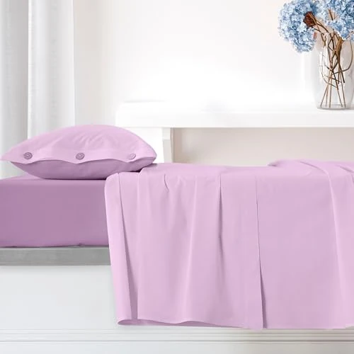 Zeitlich begrenztes Angebot: Ruggeri - Bettwäsche-Set - 100% hochwertige Baumwolle, weich und atmungsaktiv | 2 Kissenbezüge + 1 Spannbettlaken + 1 Oberlaken | Kollektion Everyday (Lila, Einzelbett) von 28.59 € auf 28.59 € (0.00% Rabatt)