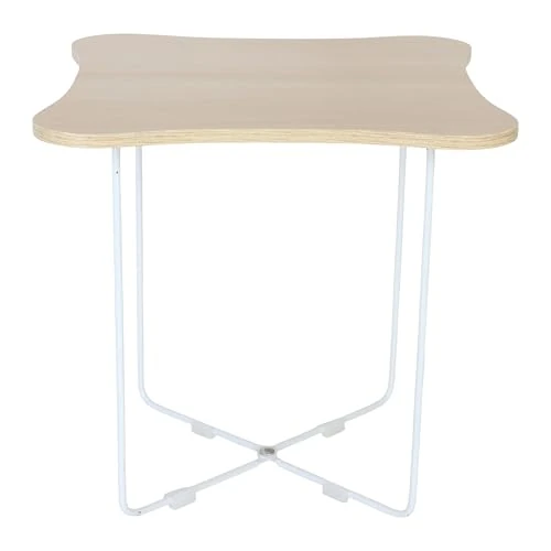 Tavolino Relaxdays, HxLxP: 40 x 40 x 40 cm, Design scandinavo, MDF e Metallo, tavolino da Salotto, Naturale/Bianco