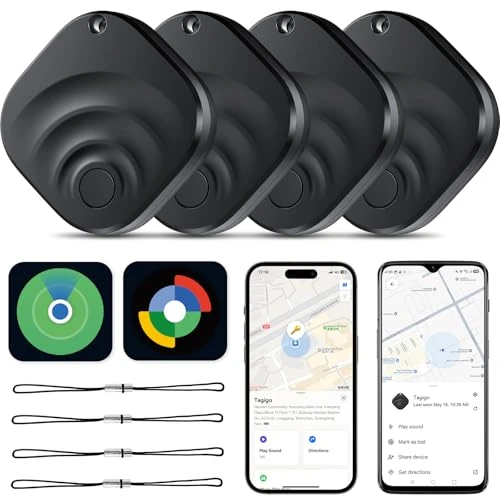 Oferta limitada: 2026 Air Tracker Etiquetas Localizador de artículos para Android y iOS Bluetooth Tracker Etiquetas Inteligentes Compatibles con Apple Find My (iOS) y Google Find Hub (Android) Negro (Paquete de 4) de 79.99 € a 29.99 € (ahorro 63%)