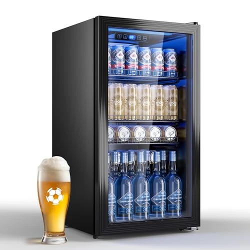 Offerta a tempo: TRIUMPHKEY Frigorifero per Bevande 90 L con Porta in Vetro, Mini Frigo per 128 Lattine, Ripiani Regolabili per Birra, Vino e Bibite, Ideale per Casa, Bar e Ufficio - 14% da 239.99 € a 207.57 €