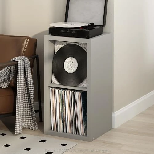 Offerta a tempo: Furinno CUBICLE Mobile per Giradischi con Raccoglitore per Vinili, 2-Cube 1.2 Extra Spesso Raccoglitore per Dischi in Vinile, Scaffale Multimediale Aperto sul Retro per CD DVD Dischi, Grigio Chiaro - 0.00% da 93.99 € a 93.99 €