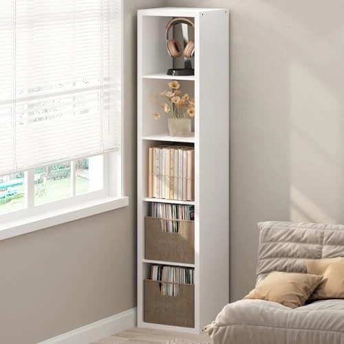 Offerta a tempo: Furinno CUBICLE Mobile per Giradischi con Raccoglitore per Vinili, 5-Cube 1.2 Extra Spesso Raccoglitore per Dischi in Vinile, Scaffale Multimediale Aperto sul Retro per CD DVD Dischi, Bianco - 41% da 178.69 € a 104.72 €