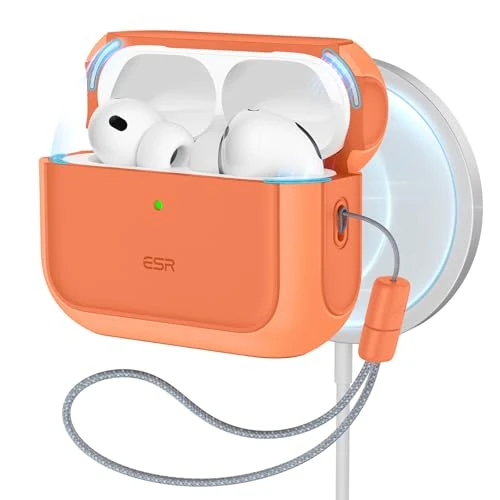 Oferta limitowana: ESR Etui do AirPods Pro 3, kompatybilne z AirPods Pro 3. generacji (2025), kompatybilne z MagSafe, pełna ochrona przed upadkiem ze smyczą, pomarańczowe z 60.55 zł na 60.55 zł (oszczędź 0.00%)