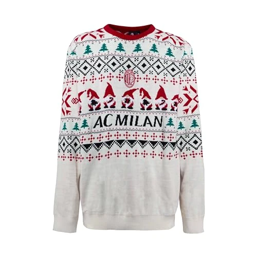 A.C. Milan Christmas Jumper Christmas 2025 Christmas Jumper for Men and Children Official Product, White, S
