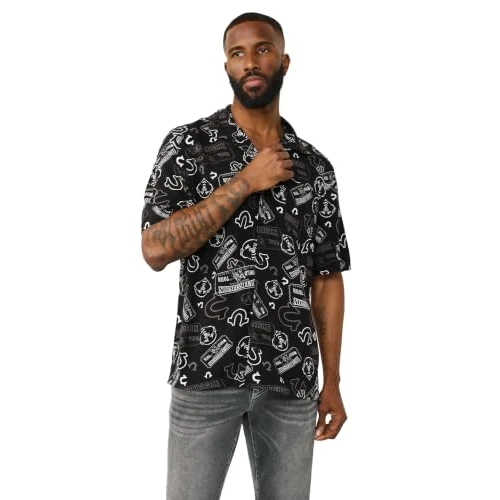 Zeitlich begrenztes Angebot: True Religion Men's Ticket All Over Print Camp Shirt, Black, XL von 57.16 € auf 57.16 € (0.00% Rabatt)