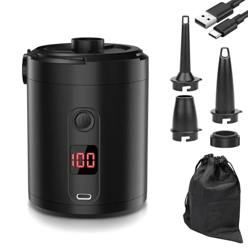 Offerta a tempo: Lytool Pompa Elettrica 5200mAh con Display Digitale, 4 KPa Portatile Rapida 280L/min con 3 Ugelli e Anello per Piscina, Vacuum, Campeggio e Materasso Gonfiabile - 0.00% da 23.79 € a 23.79 €