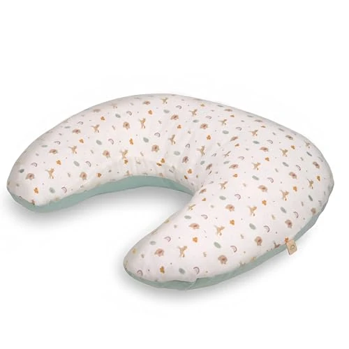 Offerta a tempo: il riccio verde - Cuscino Allattamento Neonato in Mussola Morbida 100% Cotone, Sfoderabile e Lavabile, Forma U per Gravidanza, Biberon e Supporto Baby - 45% da 38.99 € a 21.60 €