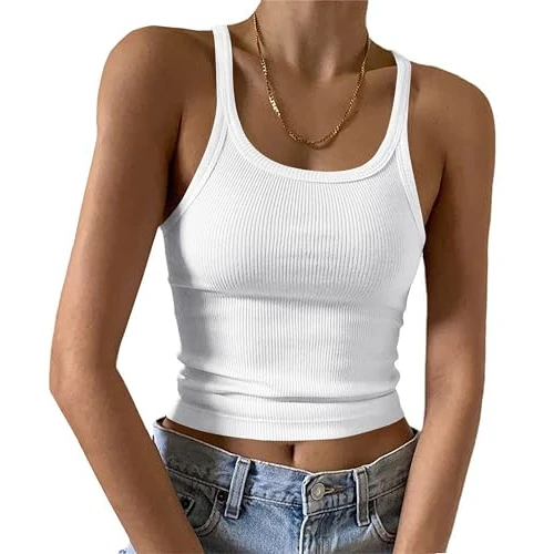 Oferta limitada: DUOEASE Camiseta Tirantes Mujer Cuello u Slim-fit Básica Top Mujer Verano Costilla Sexy Blanco-L de 14.99 € a 14.99 € (ahorro 0.00%)