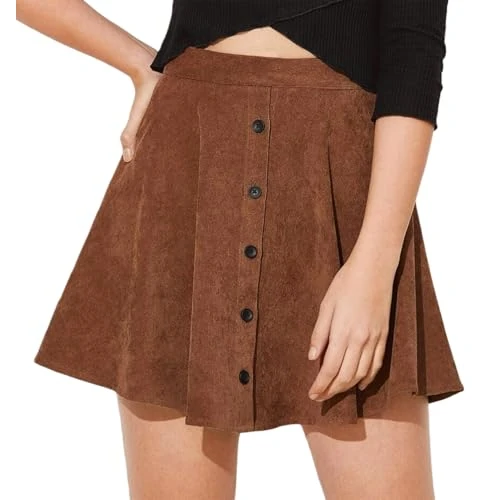 Zeitlich begrenztes Angebot: Damen für Herbst Winter Minirock A Linie Hoch Taille Waist Kurz Freizeitrock Elegante Pull On Elastische Kurz Cord Röcke von 19.99 € auf 19.99 € (0.0% Rabatt)