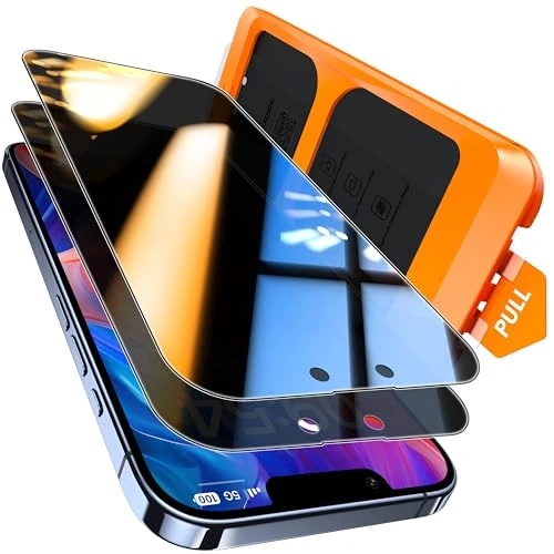 Offre limitée : TOCOL Verre Trempé Anti Espion pour iPhone 13 Pro, Véritable Anti-Espion à 25°, Dépoussiérage Automatique, Sans Bulles, Dureté 9H, Coques de Téléphone Compatibles, 2 Pièces de 15.33 € à 14.56 € (5% de remise)