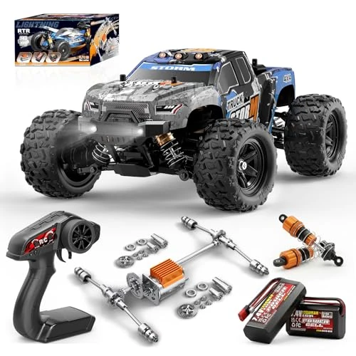 RC Car 1:18 Scale 4x4 Remote Control Car Monster Truck for Kids and Adults, 36 km/h High Speed Off Road RC Car Toy, Waterproof RC Truck with Metal Drivetrain & Metal CVD, 2 Rechargeable Batteries