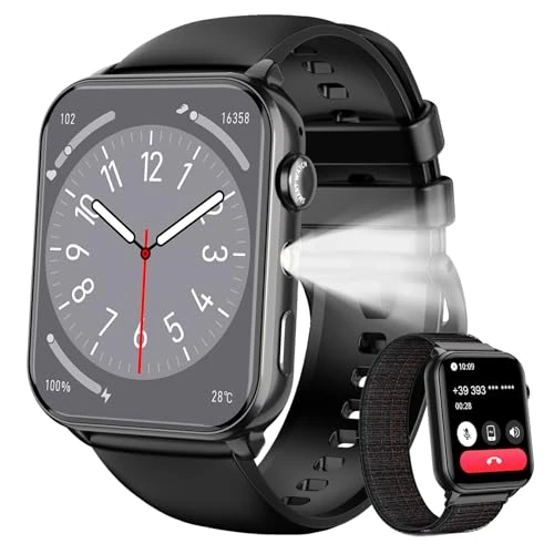 IOWODO Montre Connectée Femme Homme, Appel Bluetooth, Mode Sport et étanchéité IP68, Détection de la Fréquence Cardiaque et Surveillance du Sommeil, 1,47'' HD Écran, Disponible pour Android/iOS