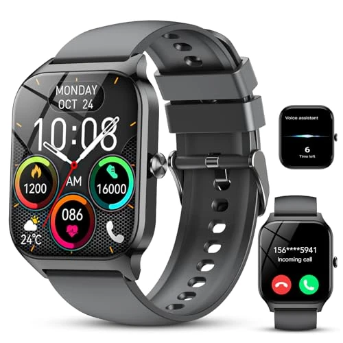CASCHO Smart Watch voor dames en heren, fitnesshorloge compatibel met iOS/Android, zwart